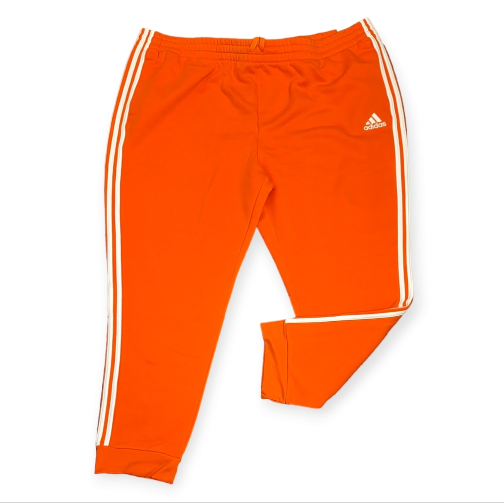Adidas 3 stripe mens big and tall orange /white regular fit jogger pants 4xl